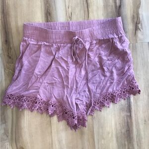 Ambiance Lavender Lace Trim Pajama Shorts